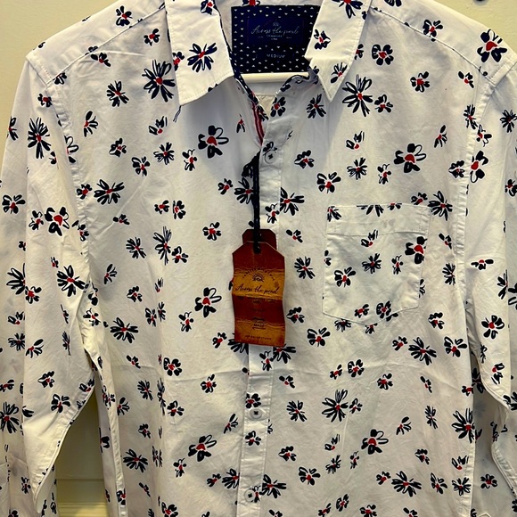 Across the pond men's flowered button down shirt size medium NWT - Picture 1 of 8